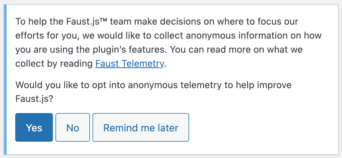 Message displayed in WP Admin